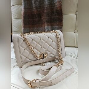 Badgley Mischka Cream Crossbody Bag with Gold Accents